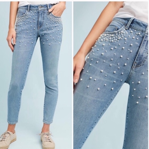 Pilcro and the Letterpress Denim - Pearl Studded Jeans